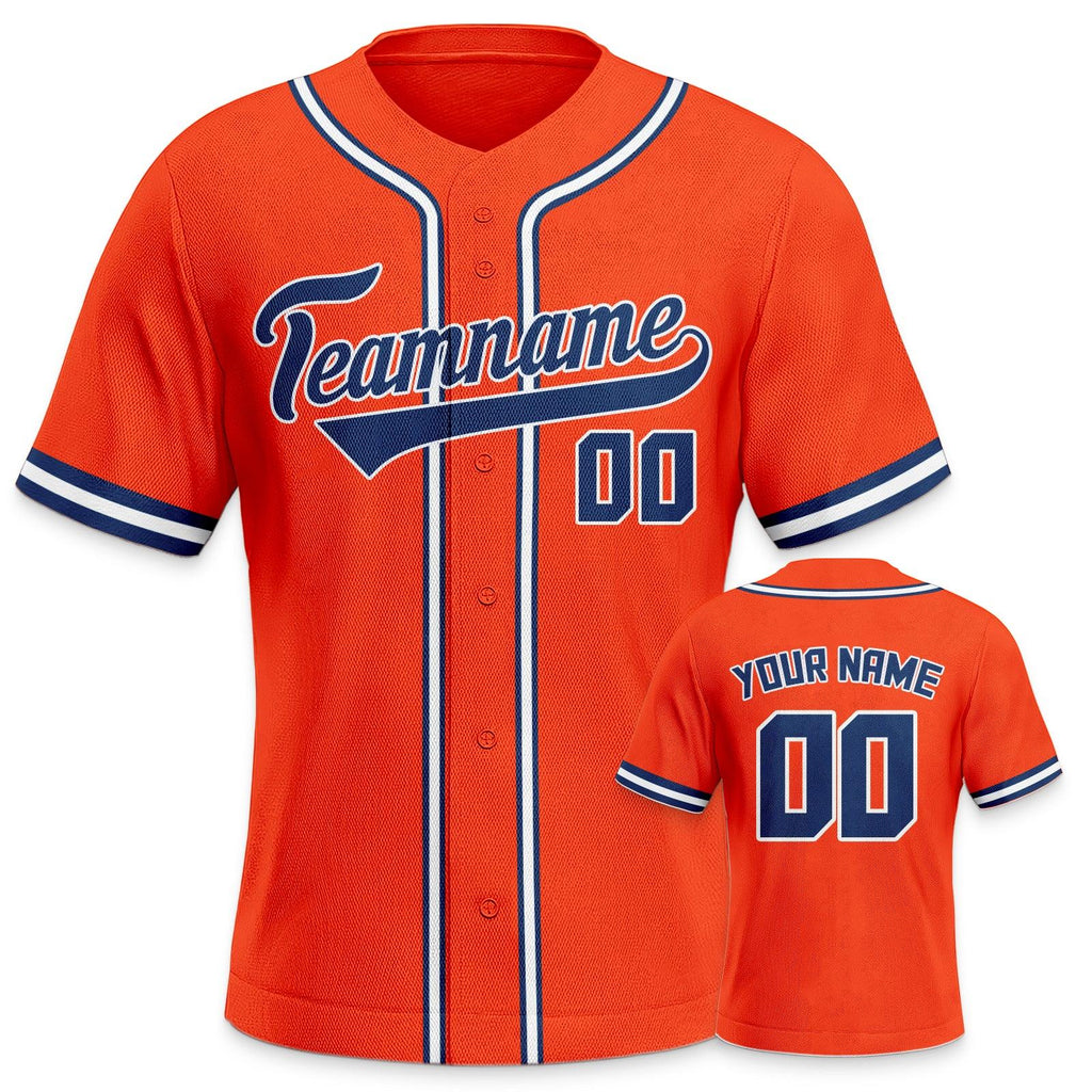 Custom Orange Navy-White Authentic Classic Baseball Jersey