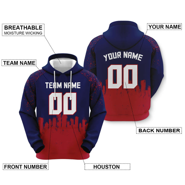 Custom Sports Pullover  Sweatshirt Graffiti City Houston Fashion Football Hoodie