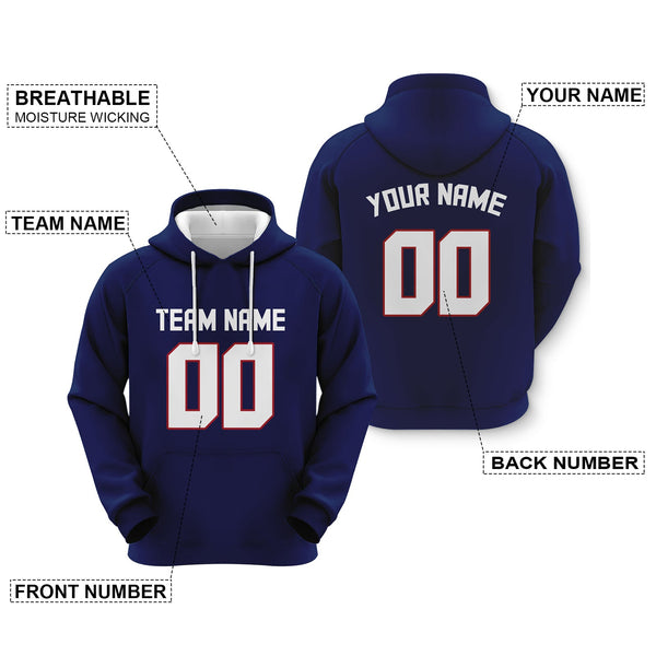 Custom Blue White-Red Sports Pullover  Sweatshirt Football Hoodie