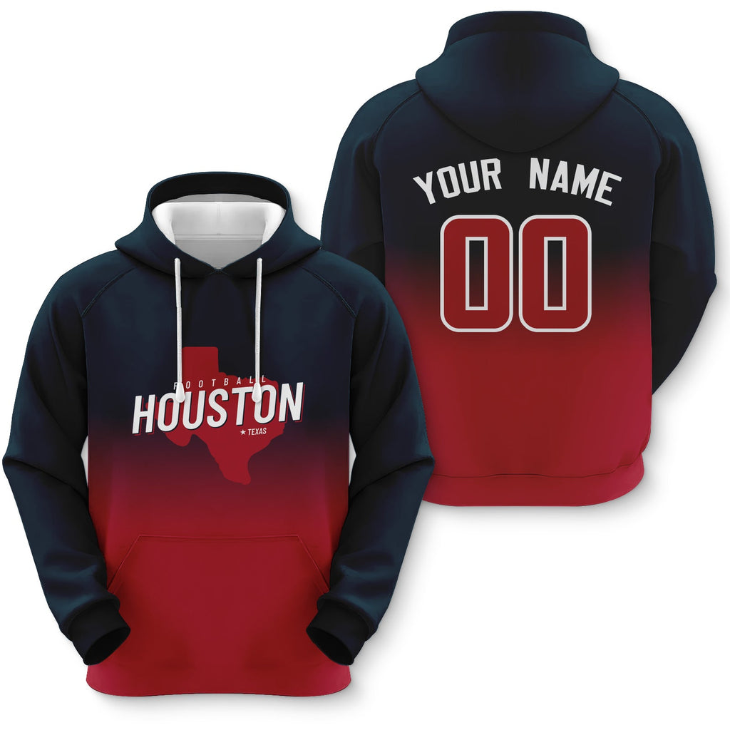 Custom Sports Pullover Sweatshirt City Houston Map Split Fashion Football Hoodie