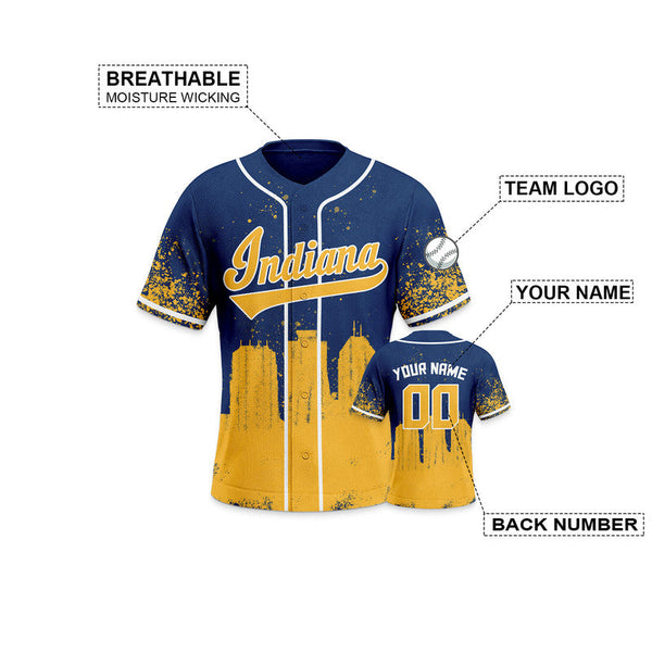 Custom 3D Graffiti Navy Gold-White Authentic Baseball Silhouette Jersey