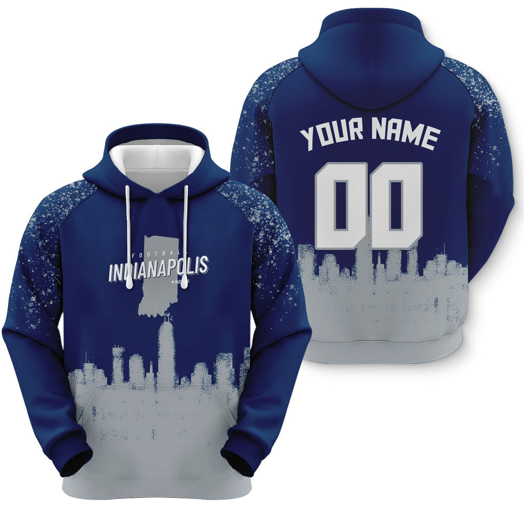 Custom Sports Pullover Sweatshirt Football Graffiti City Map Indianapolis Fashion Hoodie