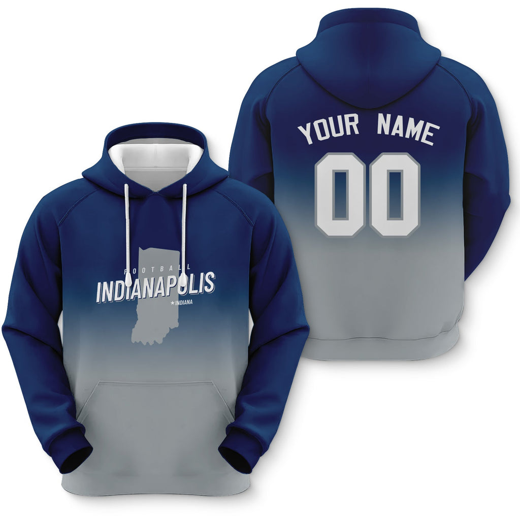 Custom Sports Pullover Sweatshirt City Indianapolis Map Split Fashion Football Hoodie