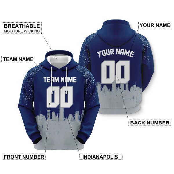 Custom Sports Pullover Sweatshirt Graffiti City Indianapolis Fashion Football Hoodie