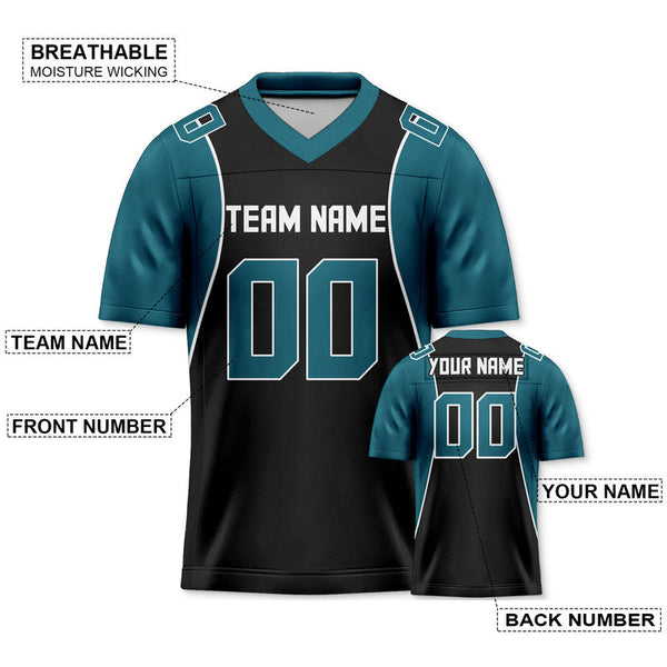 Custom Black Aqua-White Concept Version Authentic Football Jersey