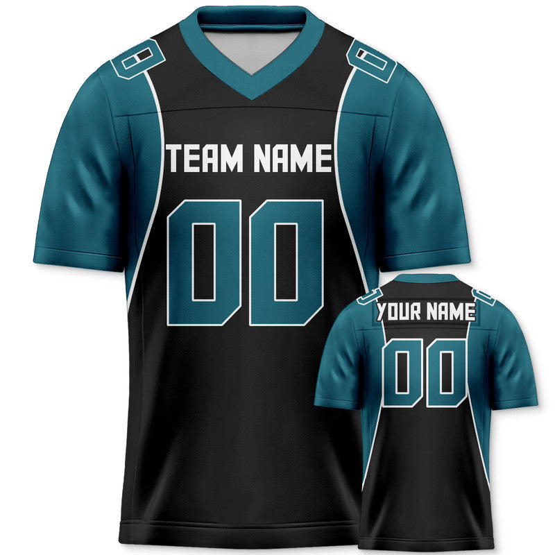 Custom Black Aqua-White Concept Version Authentic Football Jersey