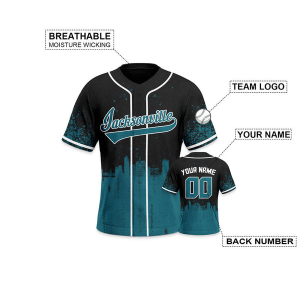 Custom 3D Graffiti Black Aqua-White Authentic Baseball Silhouette Jersey