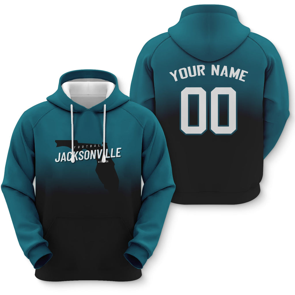 Custom Sports Pullover Sweatshirt City Jacksonville Map Split Fashion Football Hoodie