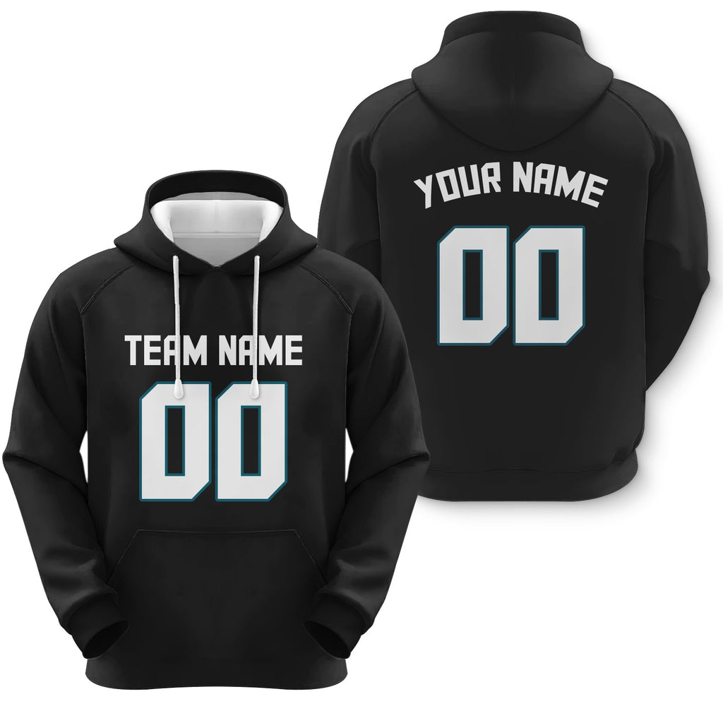 Custom Black White-Aqua Sports Pullover  Sweatshirt Football Hoodie