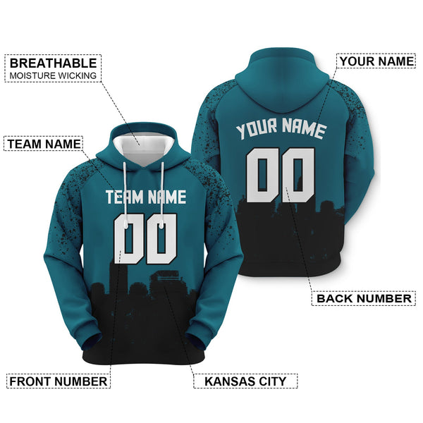 Custom Sports Pullover  Sweatshirt Graffiti City Jacksonville Fashion Football Hoodie