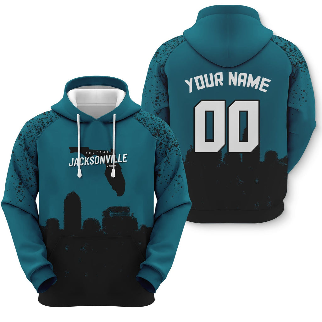 Custom Sports Pullover  Sweatshirt Football Graffiti City Map Jacksonville Fashion Hoodie