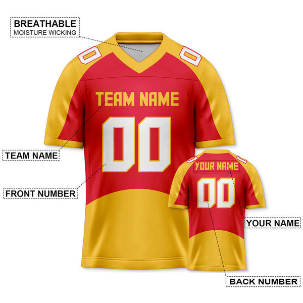 Custom Gold Red-White Concept Version Authentic Football Jersey