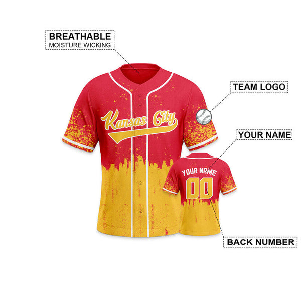 Custom 3D Graffiti Red Gold-White Authentic Baseball Silhouette Jersey