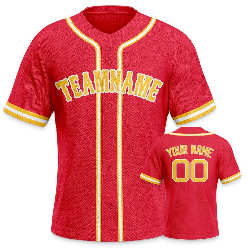 Custom Red Gold-White Authentic Baseball Jersey-2