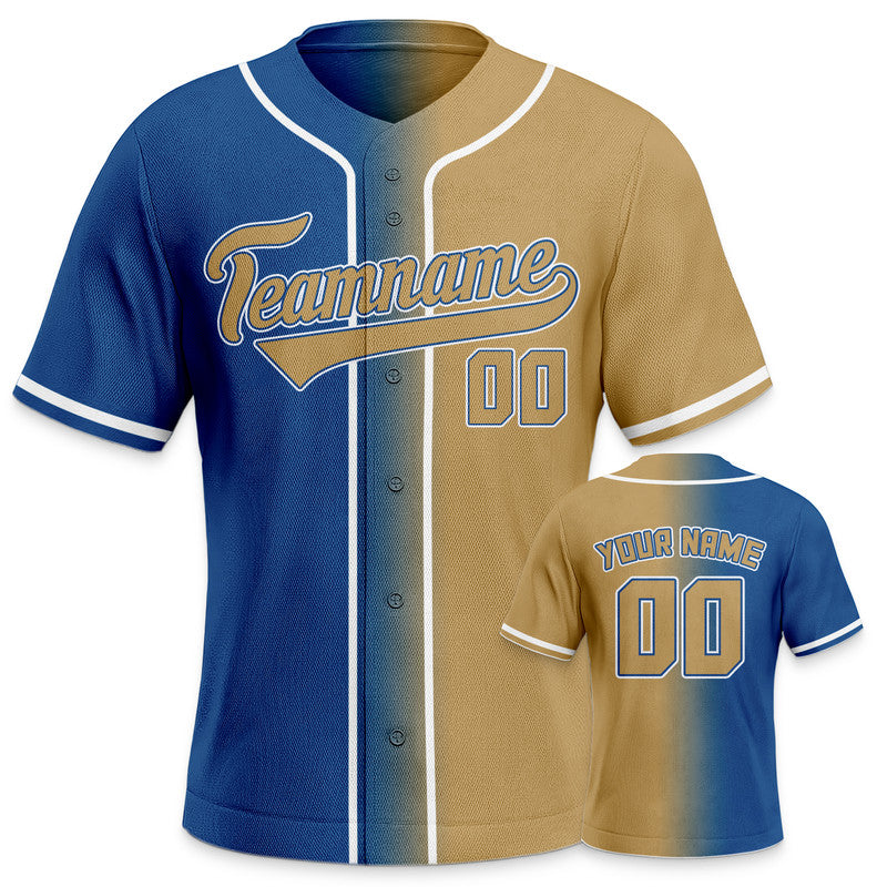 Custom Royal Old Gold-White Authentic Split Fashion Baseball Jersey