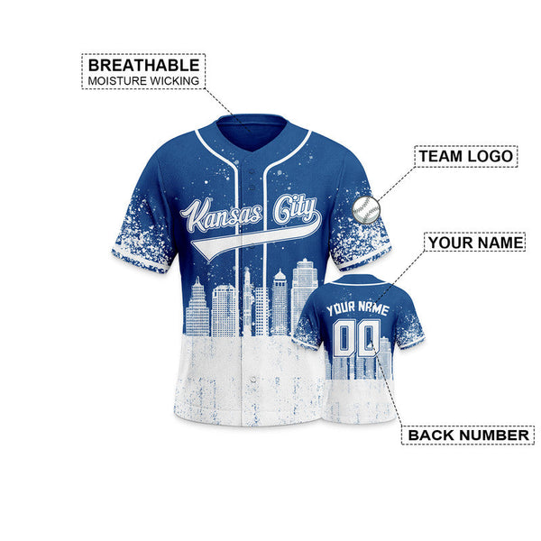 Custom 3D Graffiti Royal White Authentic Baseball Silhouette Jersey