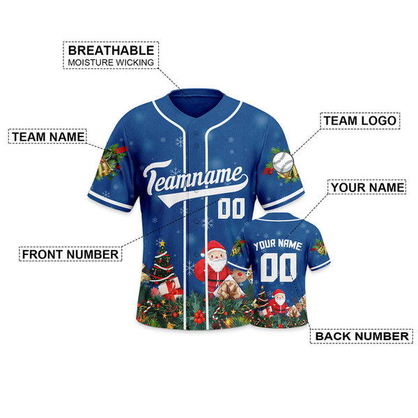 Christmas Day Custom Royal White Santa Claus Authentic Baseball Jersey