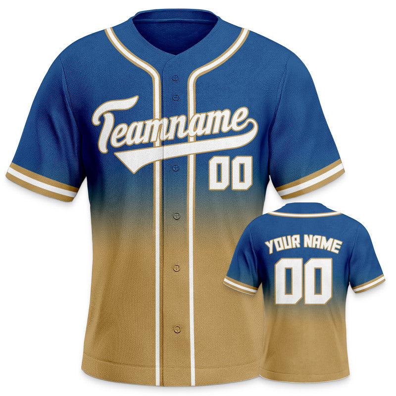 Custom Royal Old Gold-White Authentic Fade Fashion Baseball Jersey