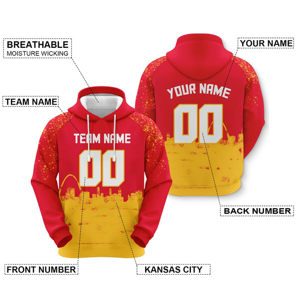 Custom Sports Pullover Sweatshirt  Graffiti City Kansas City Fashion Football Hoodie1