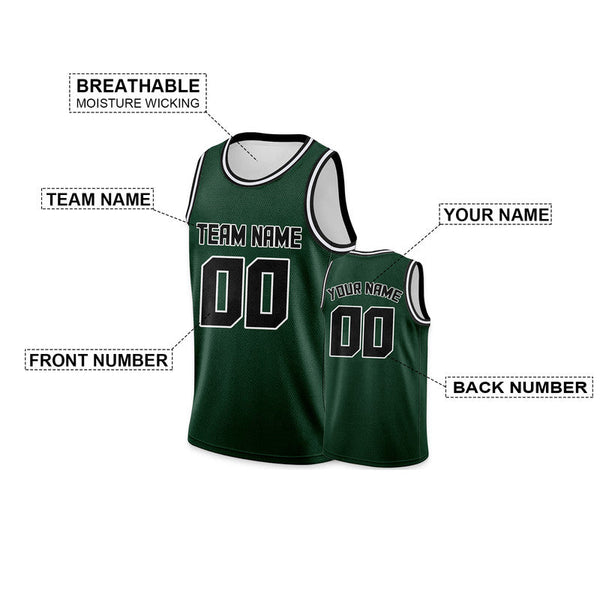 Custom Kelly Green Black Round Neck Rib-Knit Basketball Jersey