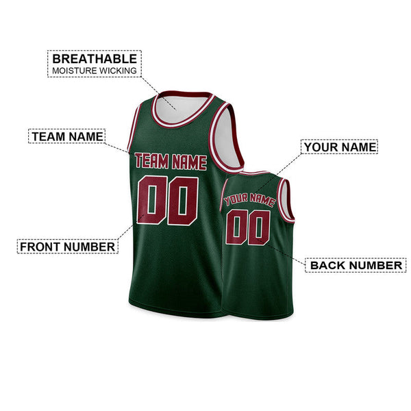 Custom Kelly Green Crimson Round Neck Rib-Knit Basketball Jersey