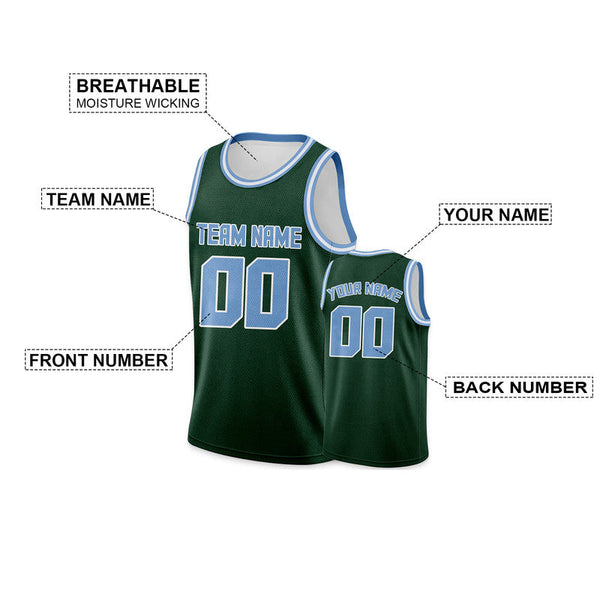 Custom Kelly Green Light Blue Round Neck Rib-Knit Basketball Jersey