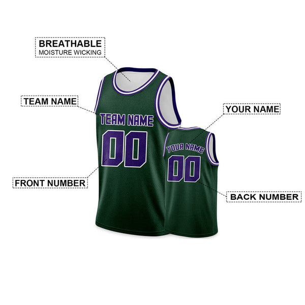 Custom Kelly Green Purple Round Neck Rib-Knit Basketball Jersey