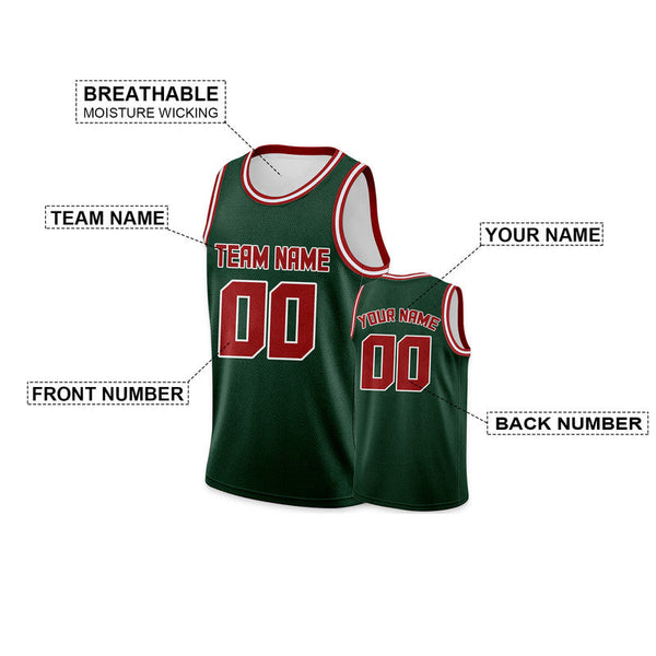 Custom Kelly Green Red Round Neck Rib-Knit Basketball Jersey