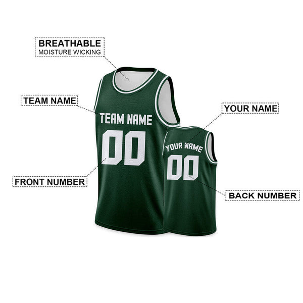 Custom Kelly Green White Round Neck Rib-Knit Basketball Jersey