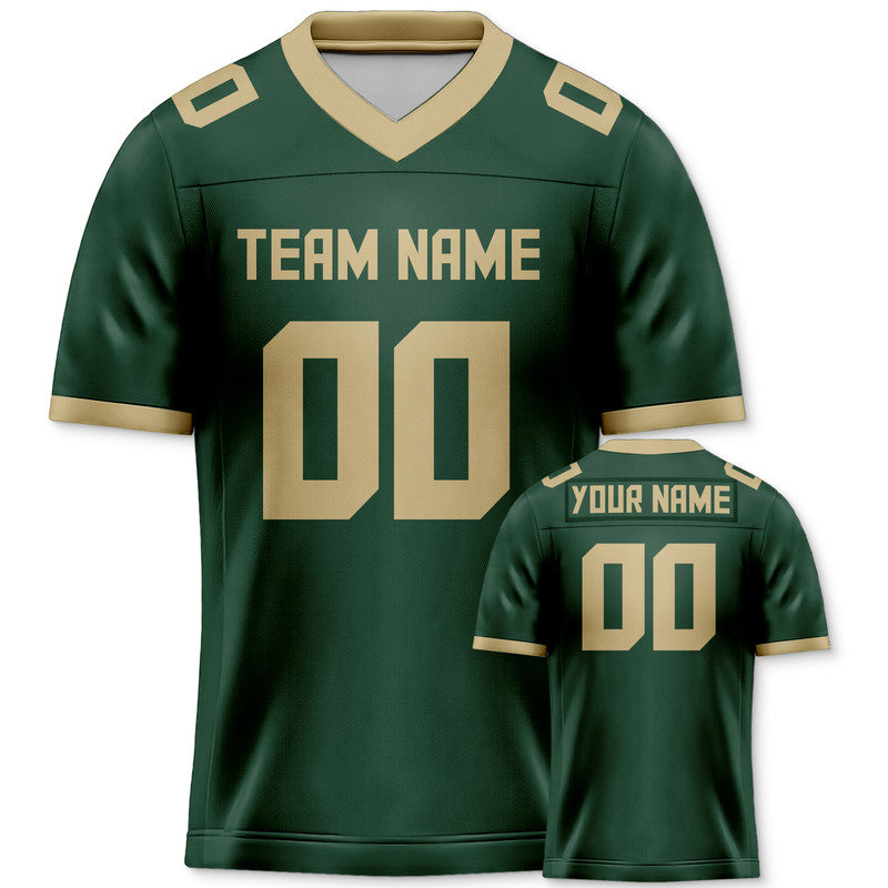 Custom Kelly Green Old Gold Mesh Authentic Football Jersey