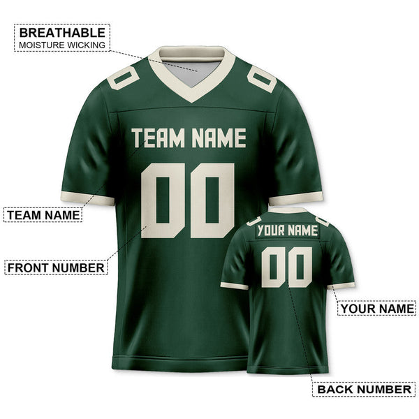 Custom Kelly Green Cream Mesh Authentic Football Jersey