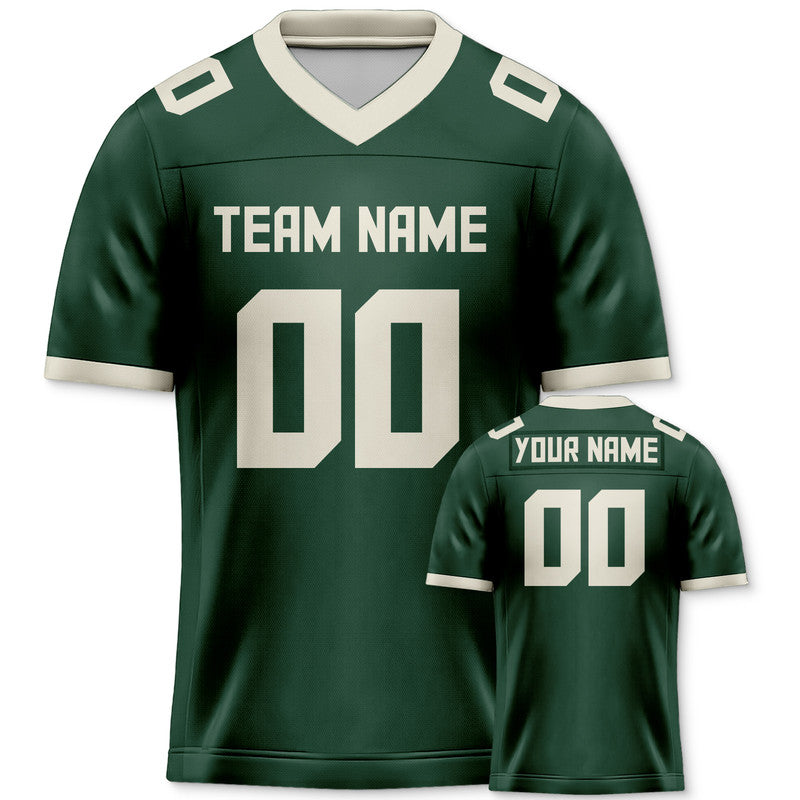 Custom Kelly Green Cream Mesh Authentic Football Jersey