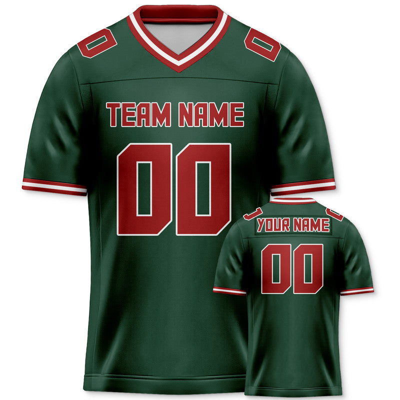 Custom Kelly Green Red Mesh Authentic Football Jersey