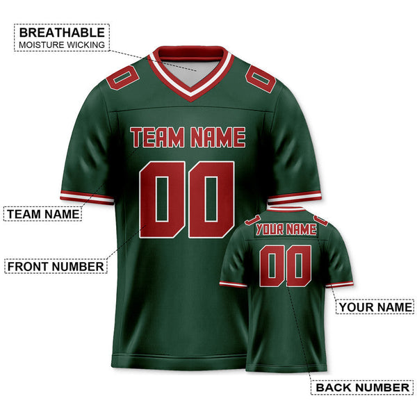 Custom Kelly Green Red Mesh Authentic Football Jersey