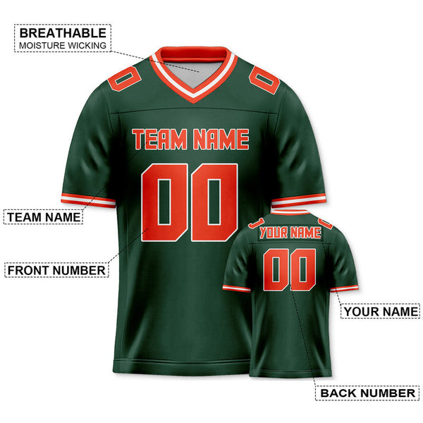 Custom Kelly Green Orange Mesh Authentic Football Jersey