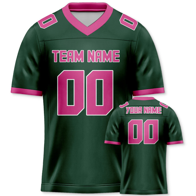 Custom Kelly Green Pink Mesh Authentic Football Jersey