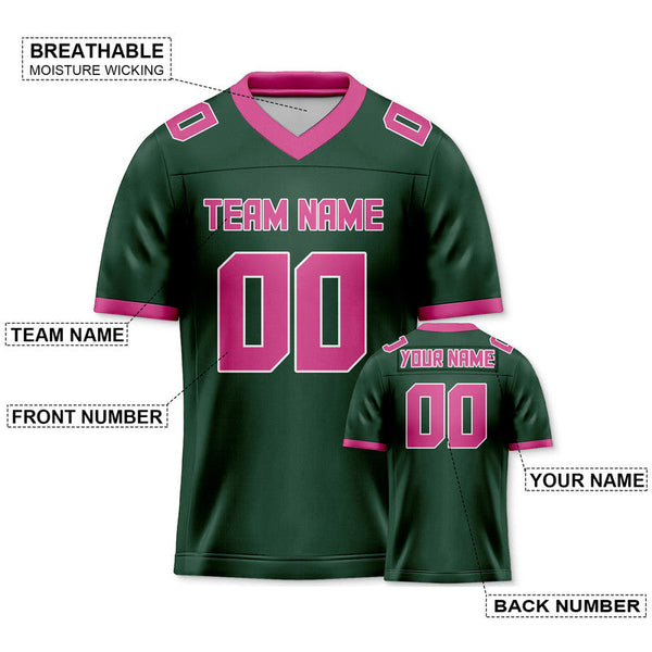 Custom Kelly Green Pink Mesh Authentic Football Jersey