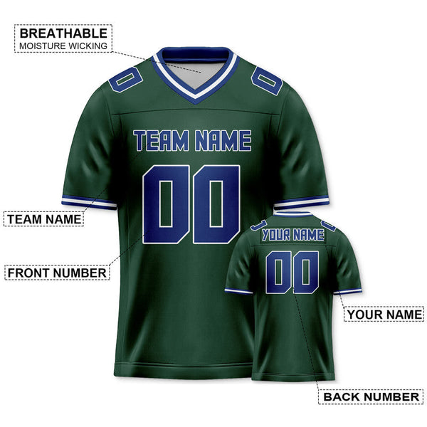 Custom Kelly Green Royal Mesh Authentic Football Jersey