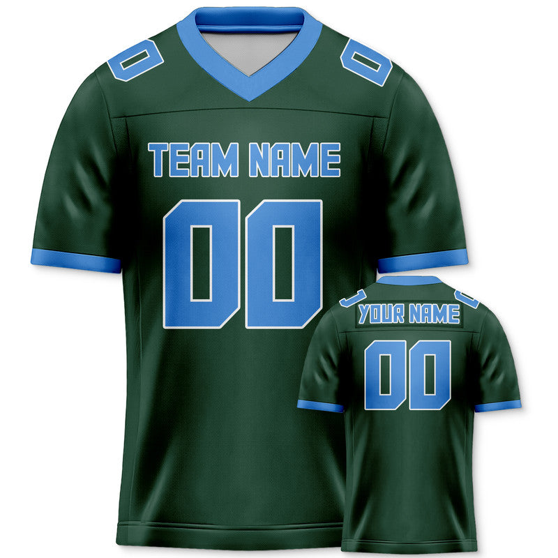 Custom Kelly Green Light Blue Mesh Authentic Football Jersey