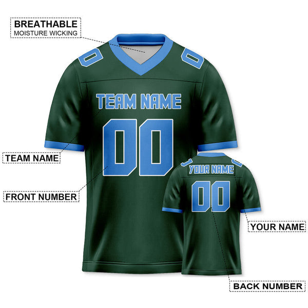 Custom Kelly Green Light Blue Mesh Authentic Football Jersey