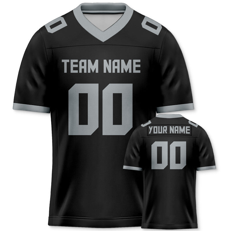 Custom Black Gray Mesh Authentic Football Jersey