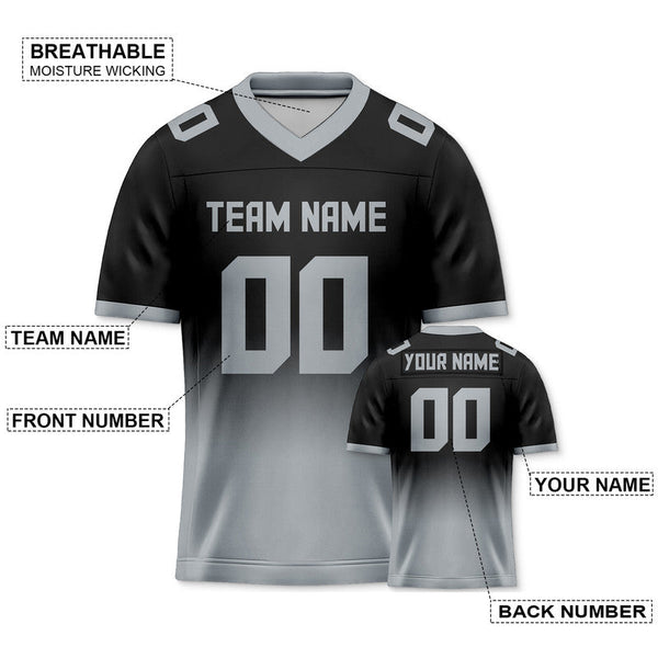 Custom Black Gray Authentic Split Fashion Football Jersey