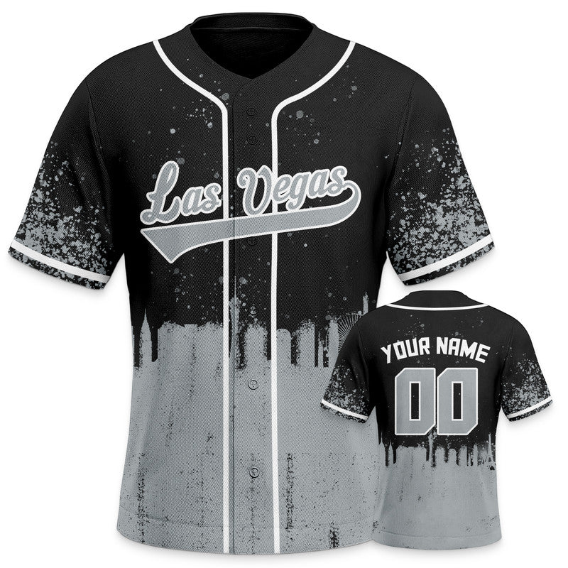 Custom 3D Graffiti Black Gray-White Authentic Baseball Silhouette Jersey