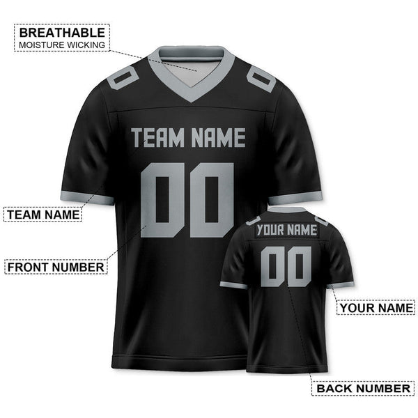 Custom Black Gray Mesh Authentic Football Jersey