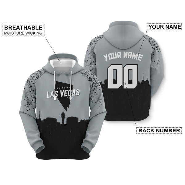 Custom Sports Pullover  Sweatshirt Football Graffiti City Map Las Vegas Fashion Hoodie