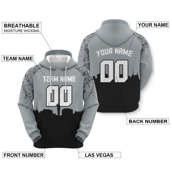 Custom Sports Pullover  Sweatshirt Graffiti City Las Vegas Fashion Football Hoodie