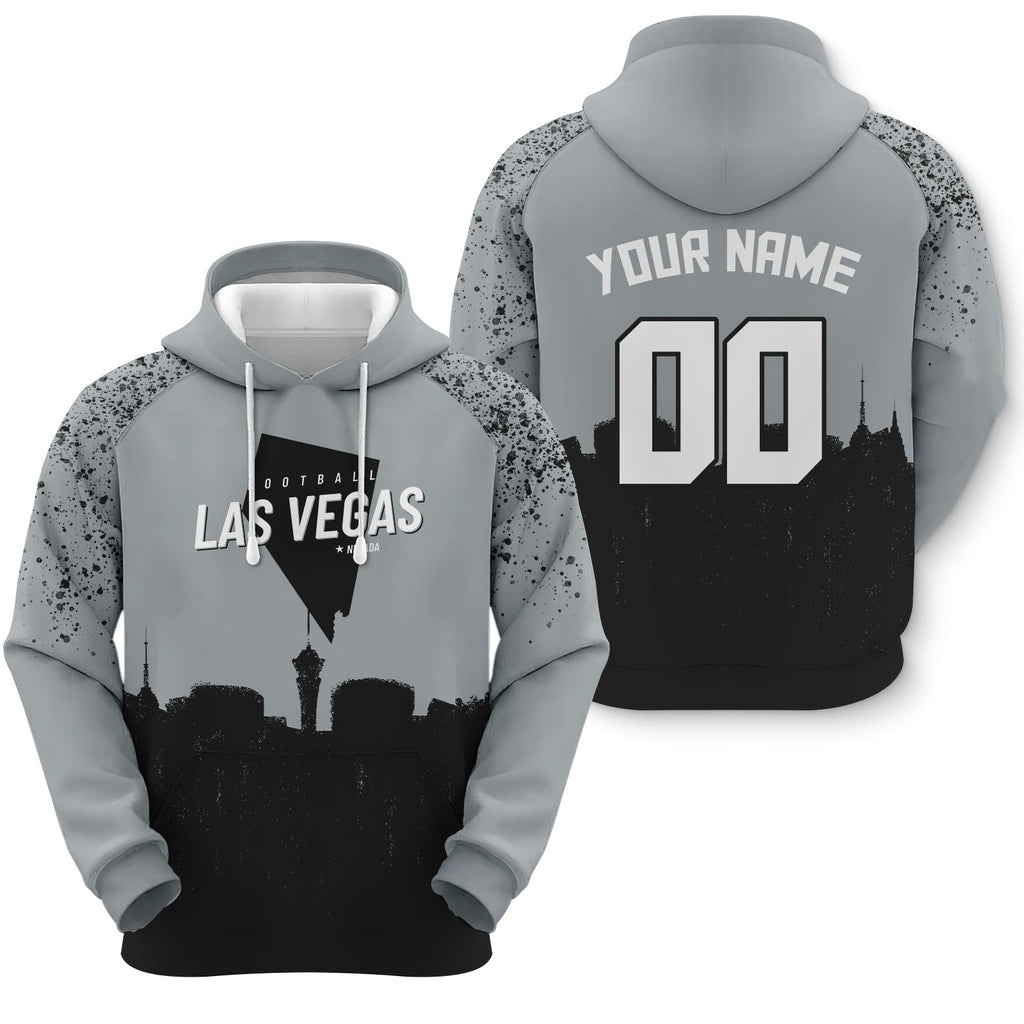 Custom Sports Pullover  Sweatshirt Football Graffiti City Map Las Vegas Fashion Hoodie