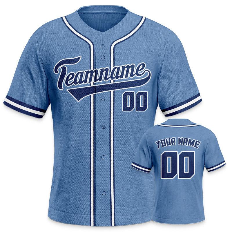 Custom Light Blue Navy-White Authentic Baseball Jersey