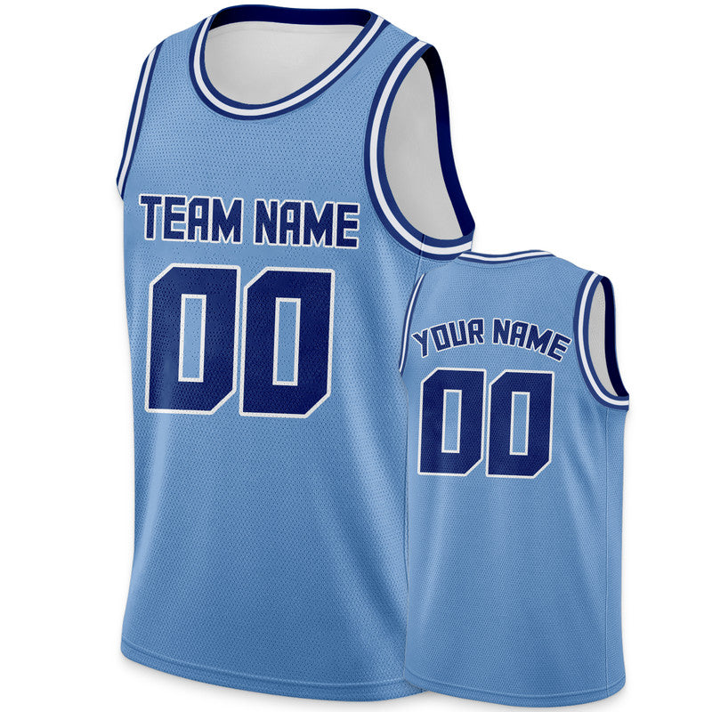 Custom Light Blue Royal Round Neck Rib-Knit Basketball Jersey