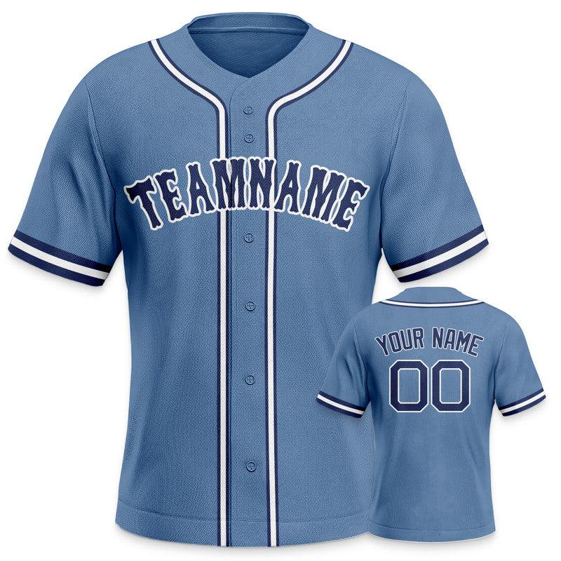 Custom Light Blue Navy-White Authentic Baseball Jersey-2